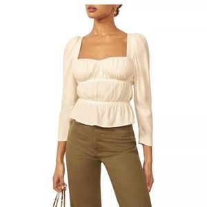 Reformation Plath Cream Crepe Top